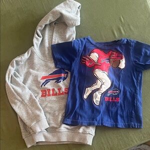 Kids Blue and Gray Buffalo Bills Football Team Hoodie and Shirt Set